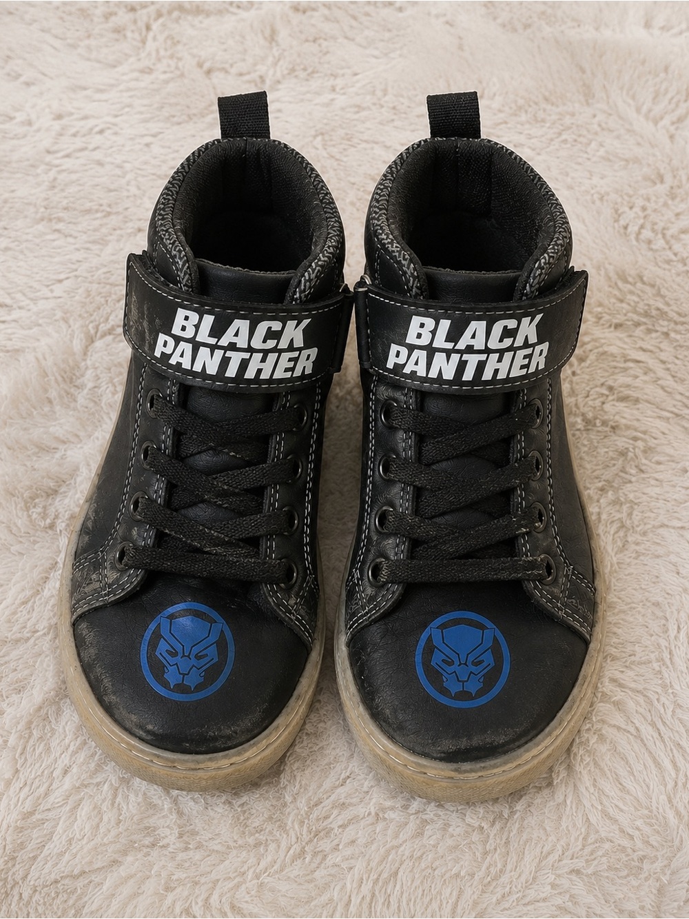 Super Hero Tennis Shoes Size 11 ~ Marvel Comics ~ Light Up Shoes ~ Black Panther